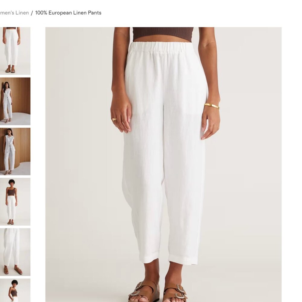 Quince White Linen Ankle Pants